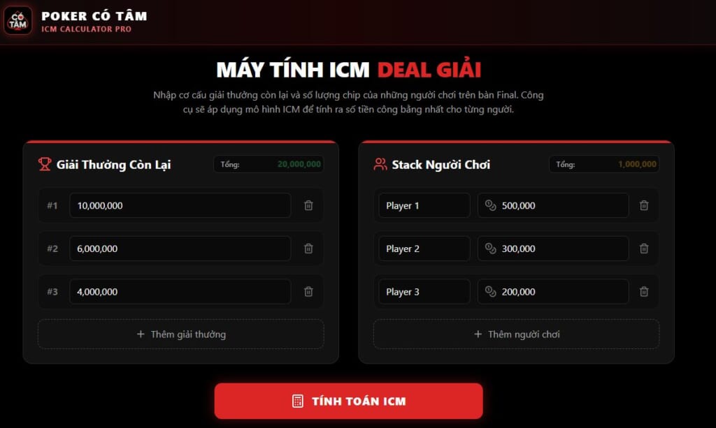 Ra mắt công cụ tính toán giải thưởng theo ICM hoàn toàn miễn phí 2 icm