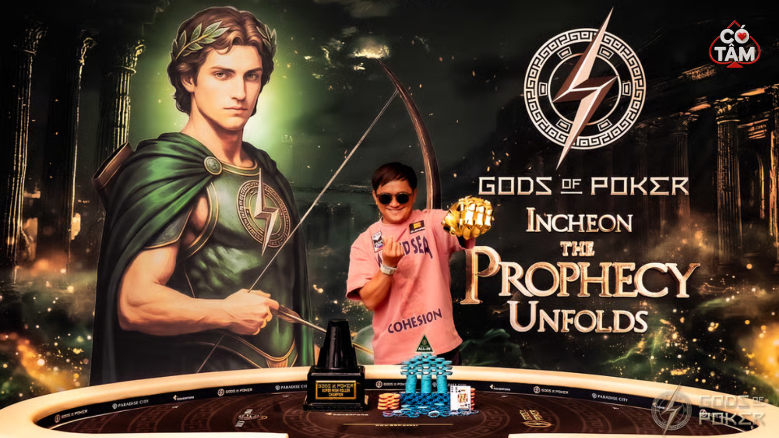 Toàn Cảnh GOP Incheon 2026: Lester Edoc Thâu Tóm Cúp Gold Gauntlet Super High Roller 1 Khoảnh khắc Lester Edoc (Philippines) rạng rỡ nâng cao chiếc cúp vô địch Gold Gauntlet tại sự kiện Super High Roller thuộc khuôn khổ Gods of Poker Incheon 2026.