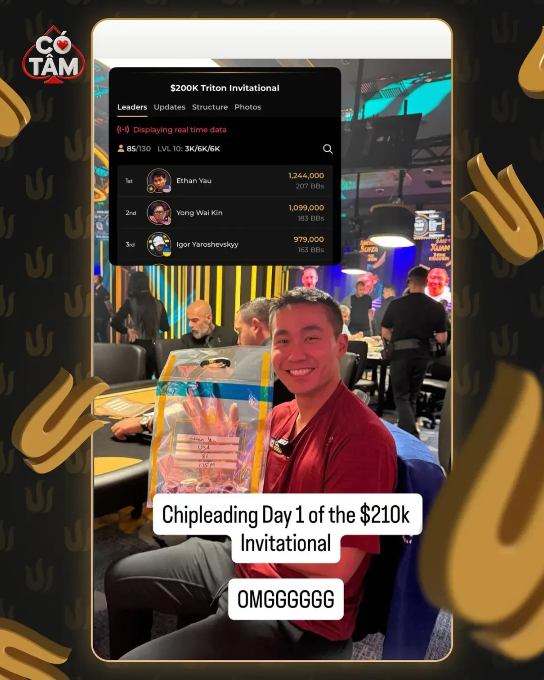 Rampage Ethan Yau Poker giành chiến thắng ngày 1 của giải đấu Triton Poker Invitational trị giá $200K .