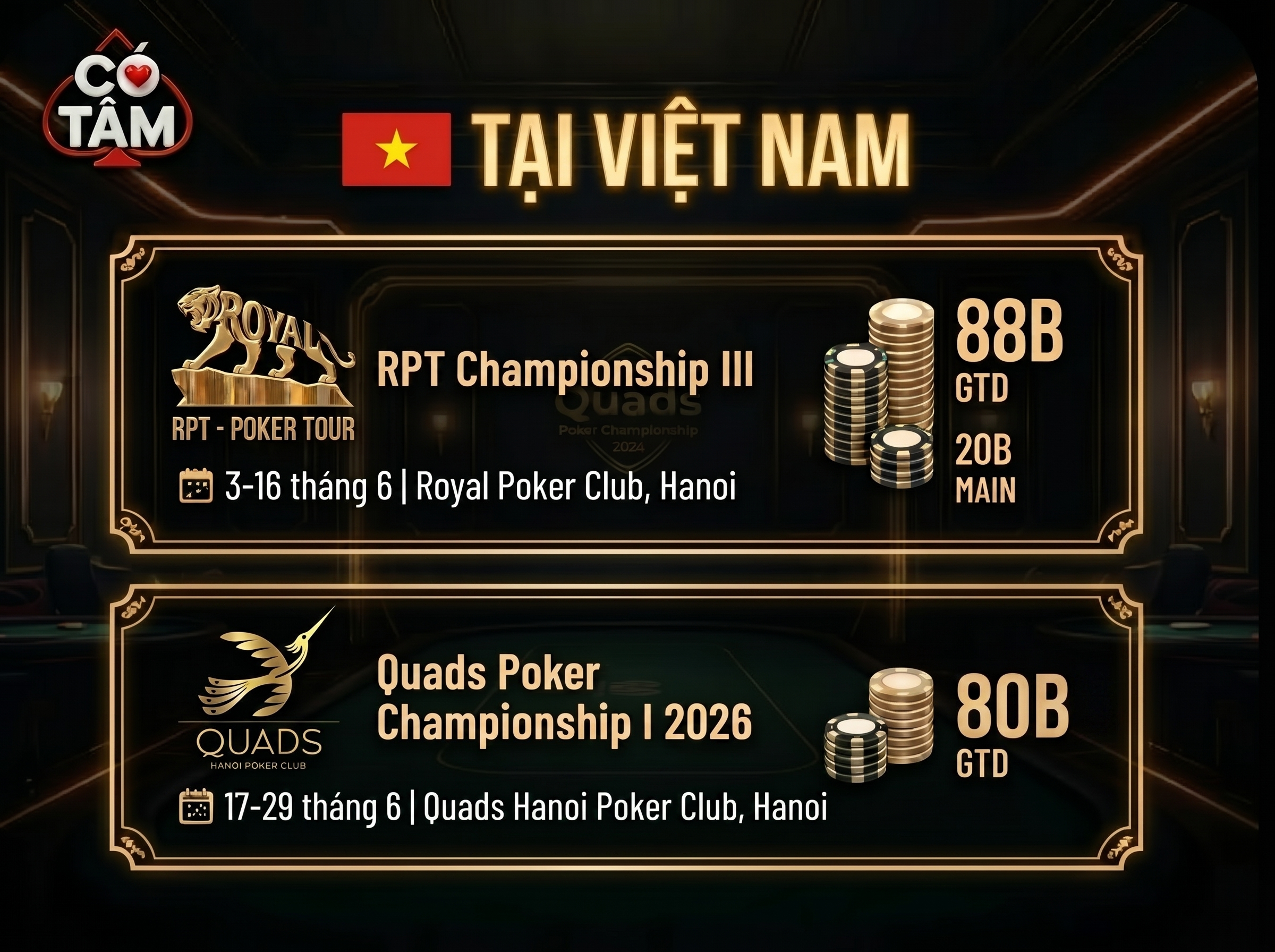Lịch đấu Poker tháng 6/2026: Bùng nổ các đấu trường lớn Trong nước và quốc tế 2 Lịch Đấu Poker Tháng 6: Điểm nóng trong nước