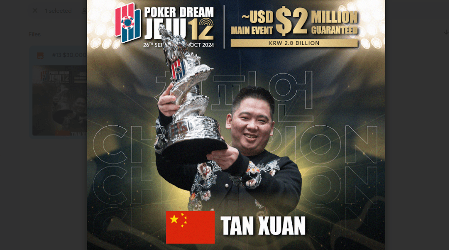 Poker Dream Jeju 12: Tan Xuan giành danh hiệu Poker Dream đầu tiên với giải thưởng NLH trị giá 30.000 đô la