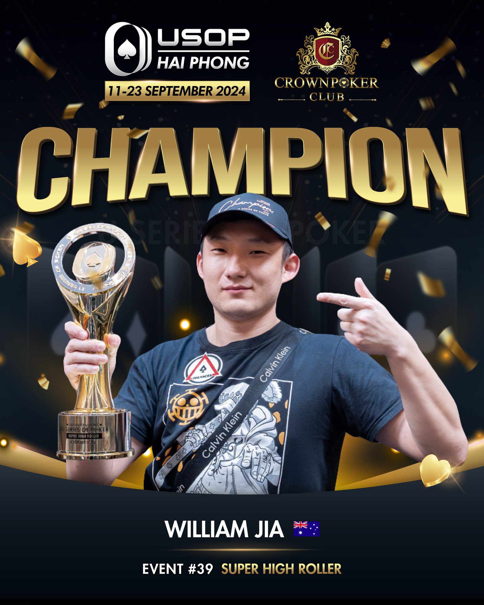 USOP Hải Phòng: William Jia của Úc vô địch tại Super High Roller