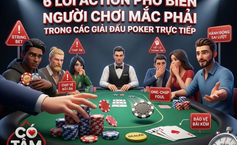 6 LỖI VỀ ACTION THƯỜNG GẶP CỦA PLAYER KHI THI ĐẤU POKER TOURNAMENT LIVE