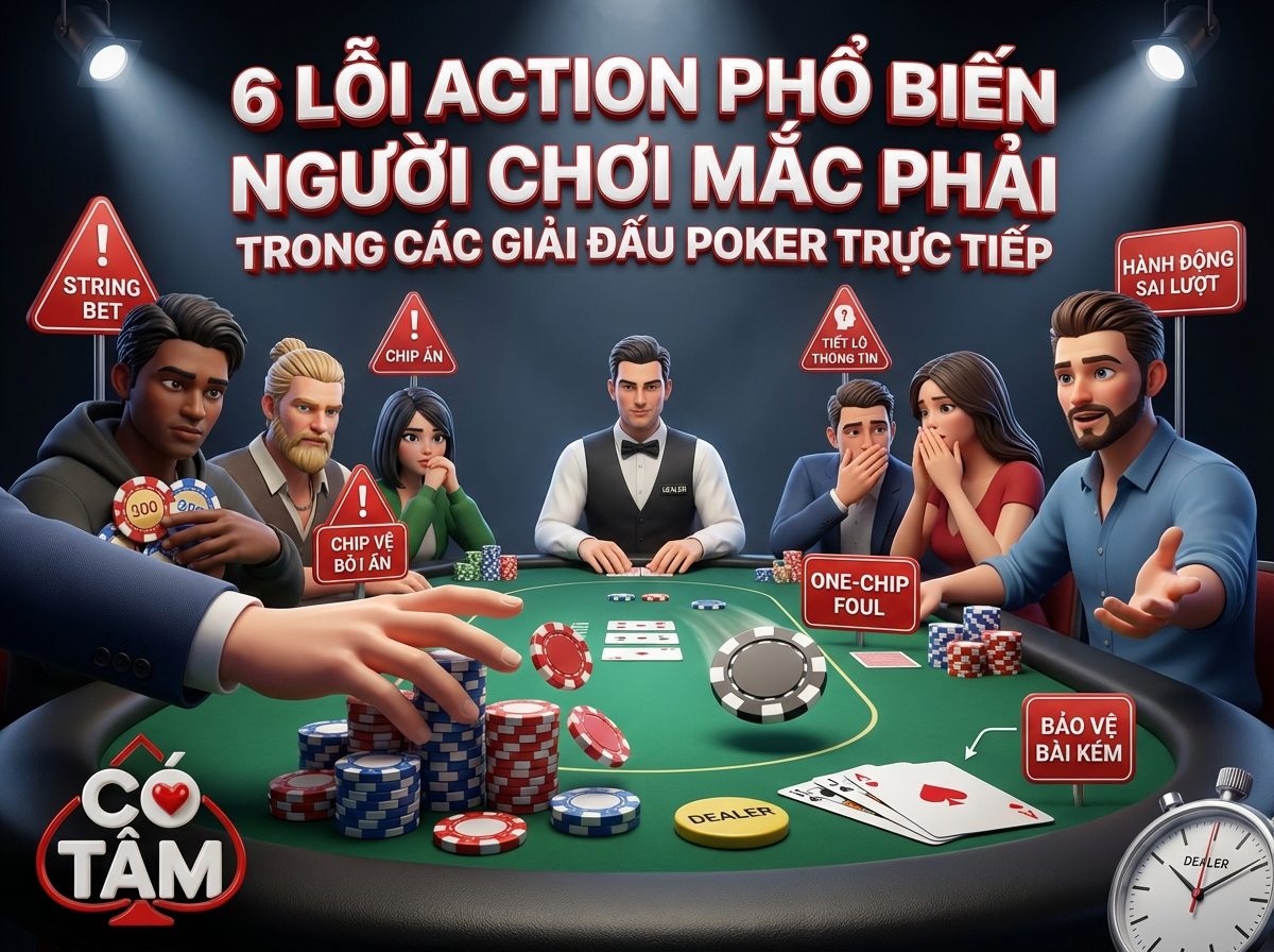 6 LỖI VỀ ACTION THƯỜNG GẶP CỦA PLAYER KHI THI ĐẤU POKER TOURNAMENT LIVE
