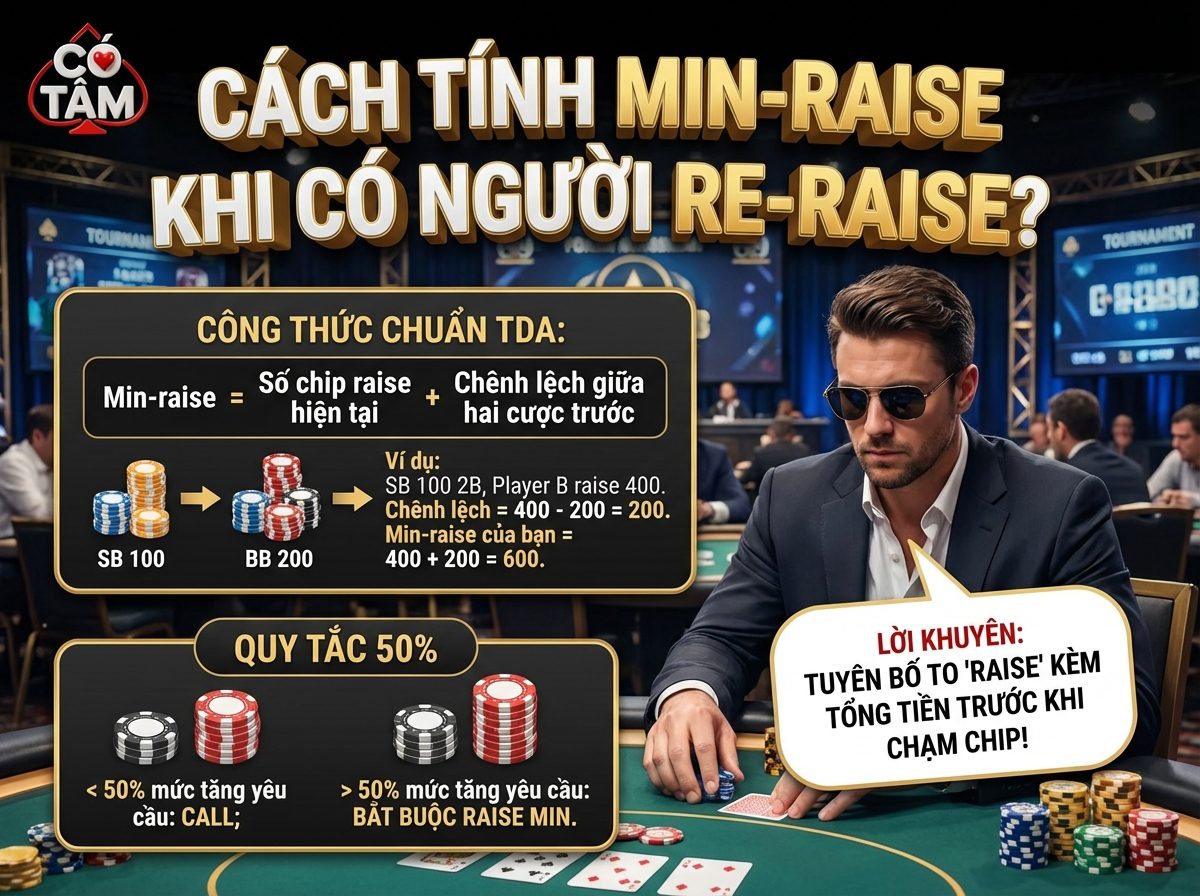 LÀM THẾ NÀO ĐỂ TÍNH MỨC MIN-RAISE KHI CÓ NGƯỜI RE-RAISE ?